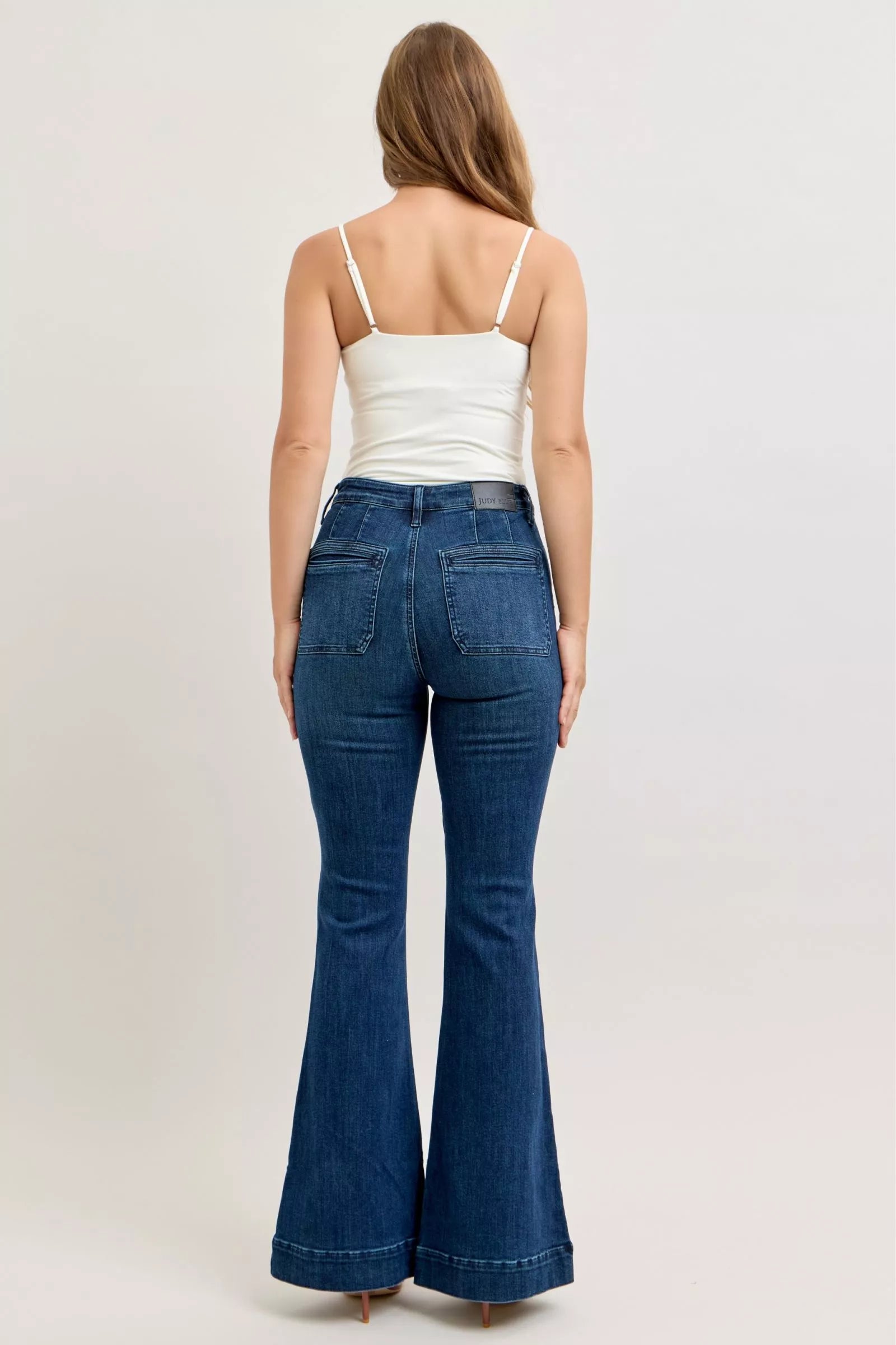 Judy Blue High-Waisted Flare Jeans with Front Pockets on Simply Obsessed