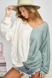 BIBI Twist Front Contrast Cable Knit Top **FALL DEBUT SALE** on Simply Obsessed