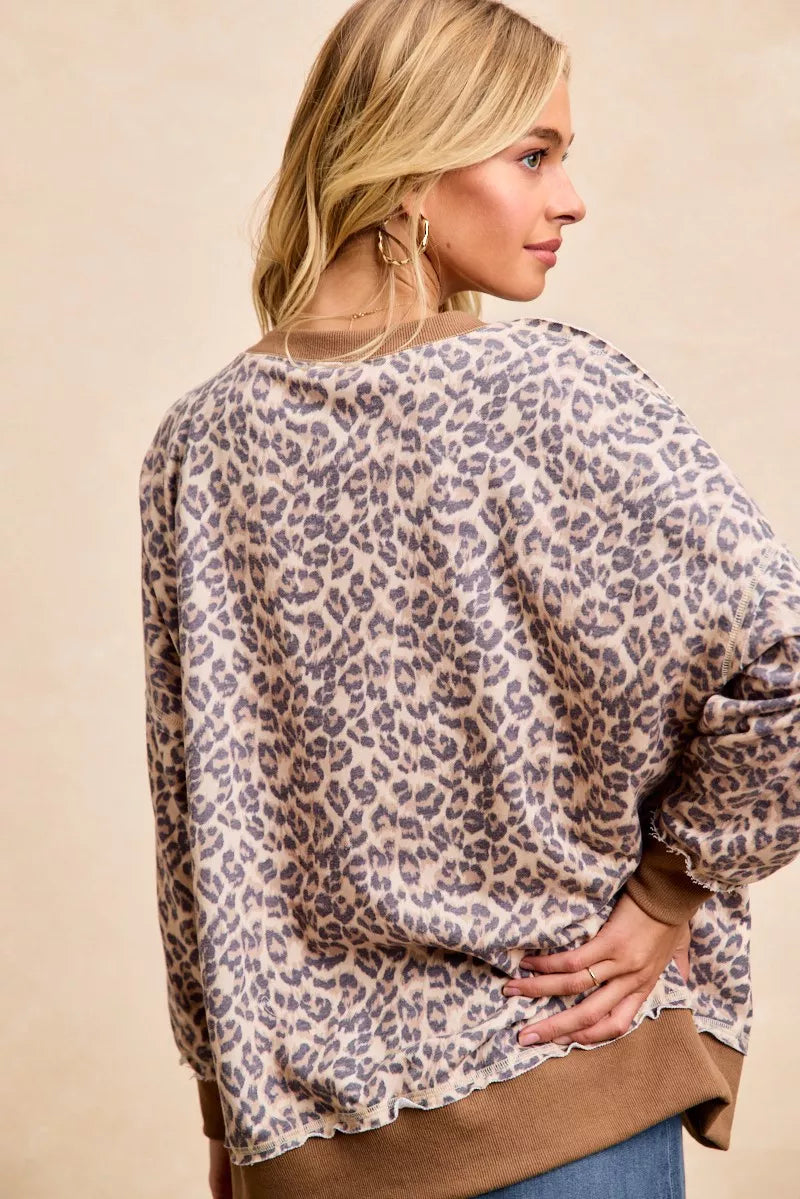 BiBi Leopard Printed French Terry Sweatshirt on Simply Obsessed
