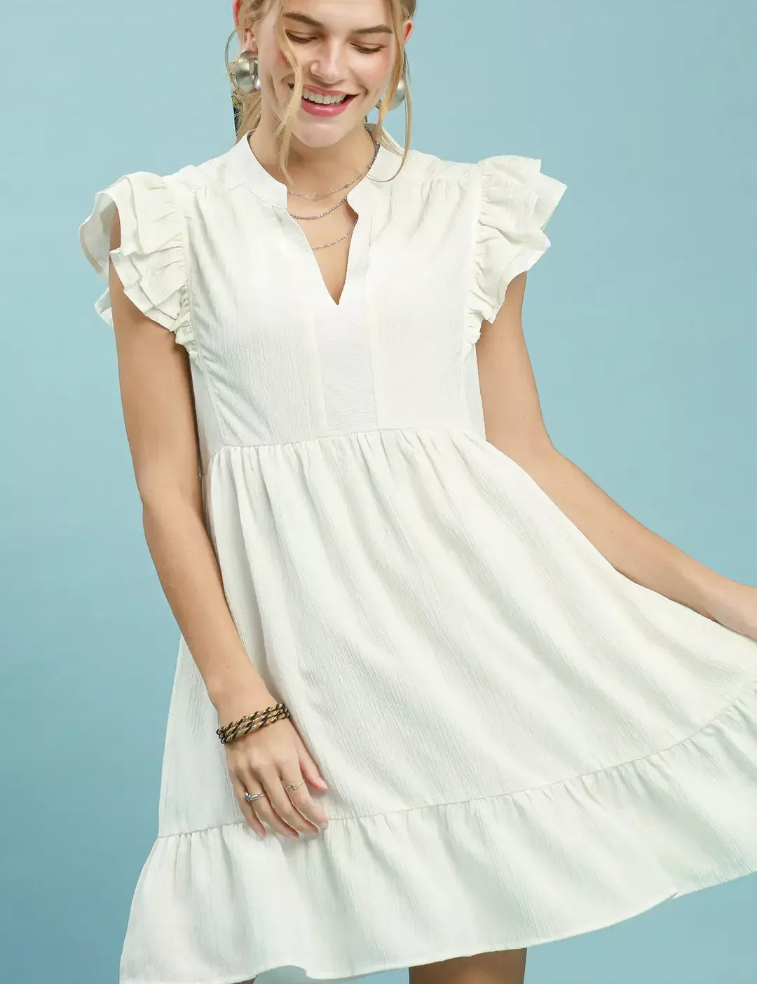 UMGEE Ruffle Sleeve Babydoll Dress on Simply Obsessed