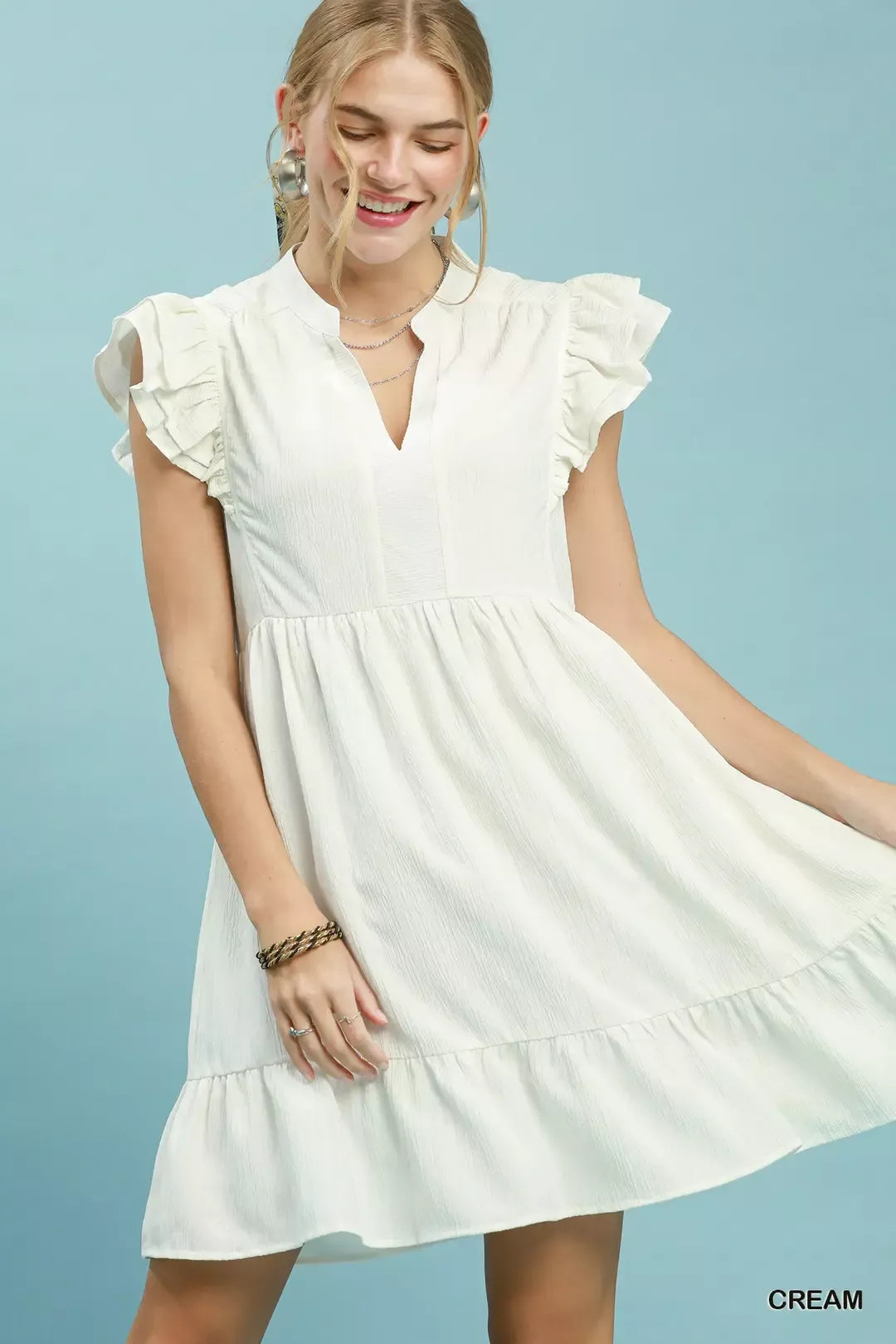 UMGEE Ruffle Sleeve Babydoll Dress on Simply Obsessed
