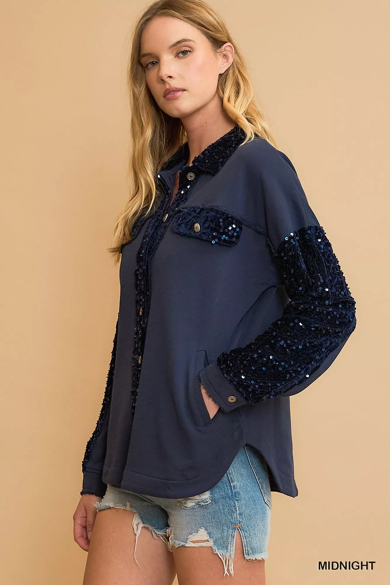 UMGEE Sequined French Terry Jacket on Simply Obsessed
