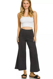 ZENANA Heavy Ponte Elastic Waistband Pintuck Pants on Simply Obsessed