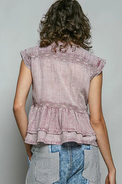 POL Eyelet Embroidery Pintuck Sleeveless Cotton Blouse on Simply Obsessed