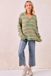 BIBI Striped Long Sleeve Sweater on Simply Obsessed