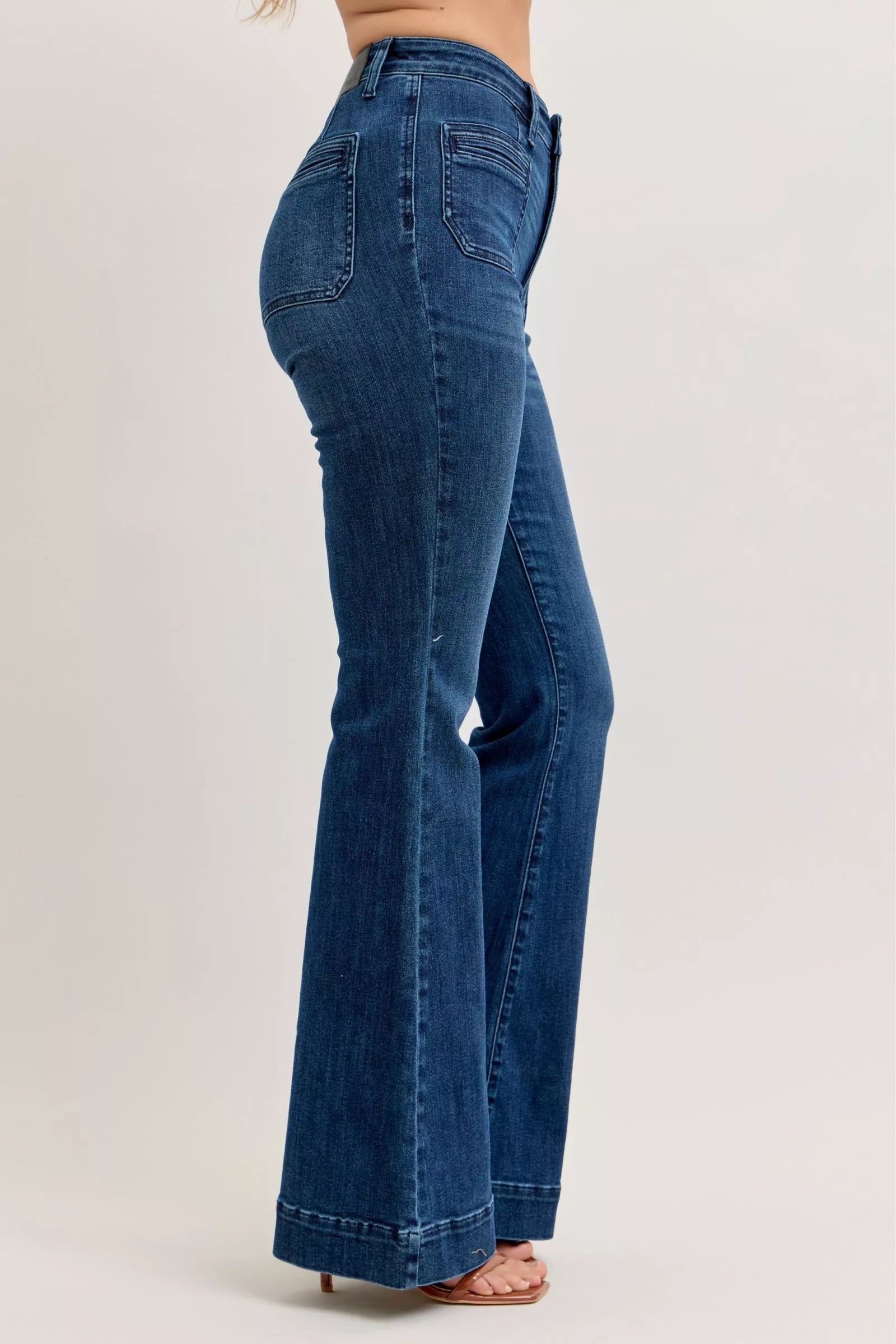 Judy Blue High-Waisted Flare Jeans with Front Pockets on Simply Obsessed