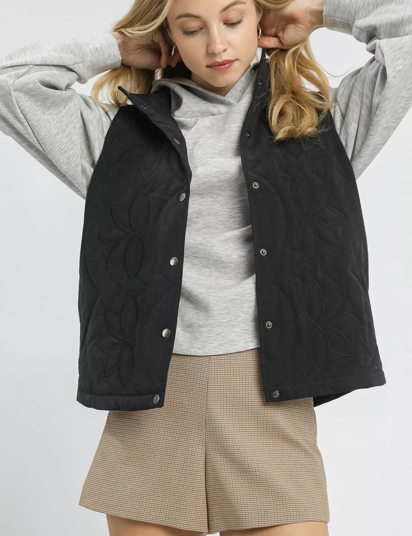 Umgee Quilted Embroidered Vest on Simply Obsessed