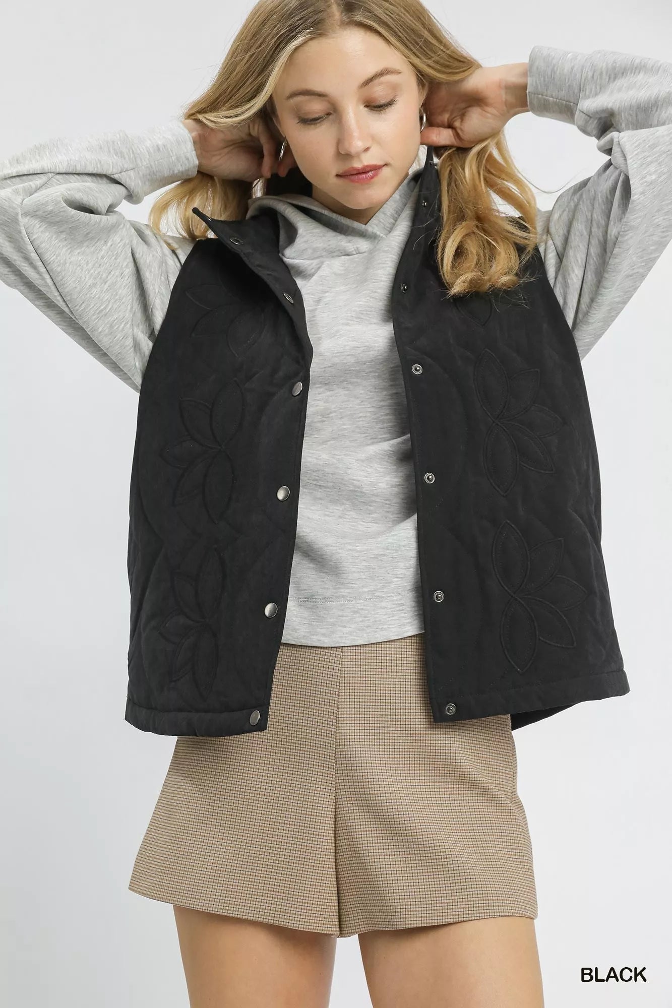 Umgee Quilted Embroidered Vest on Simply Obsessed