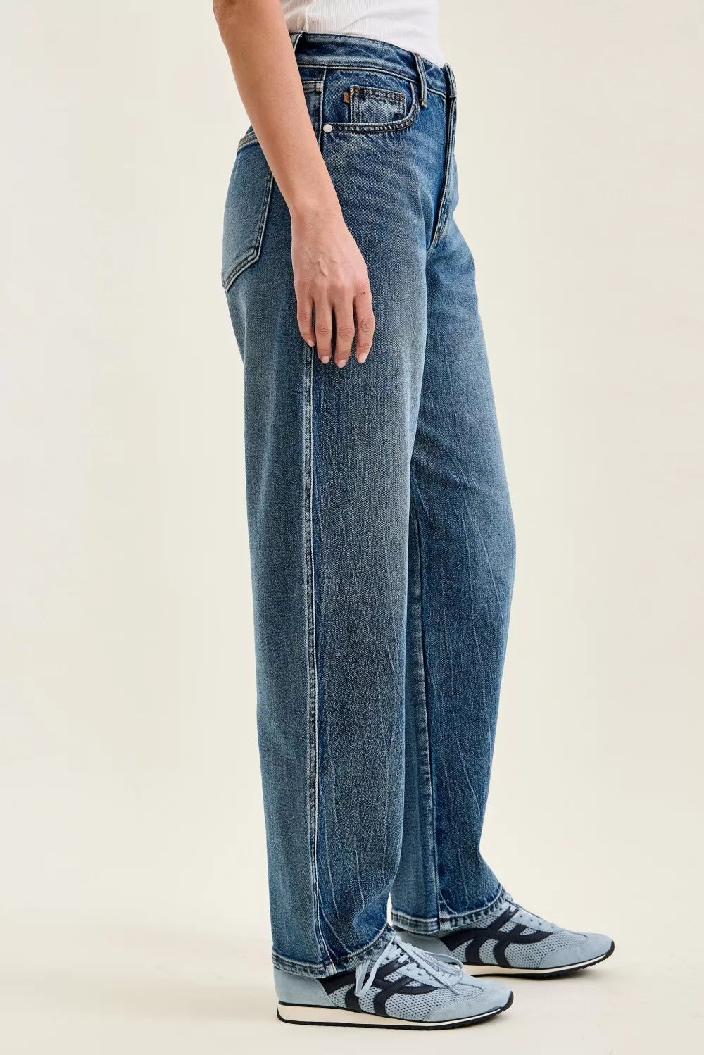 JUDY BLUE High Waist R.m. "Marlow" Arc Dk Time Weathered Indigo Jeans on Simply Obsessed
