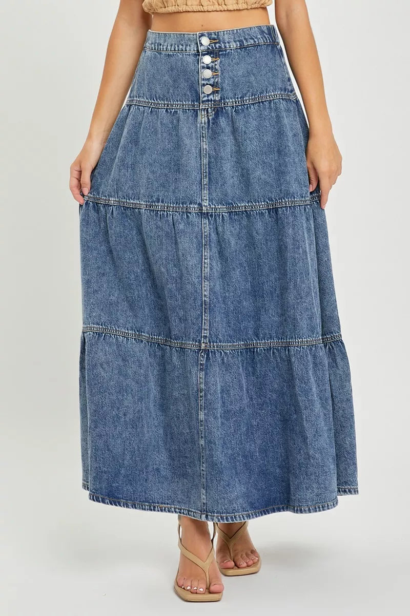 RISEN High Rise Ruffle Long Skirts on Simply Obsessed