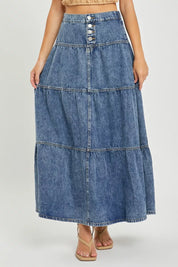 RISEN High Rise Ruffle Long Skirts on Simply Obsessed