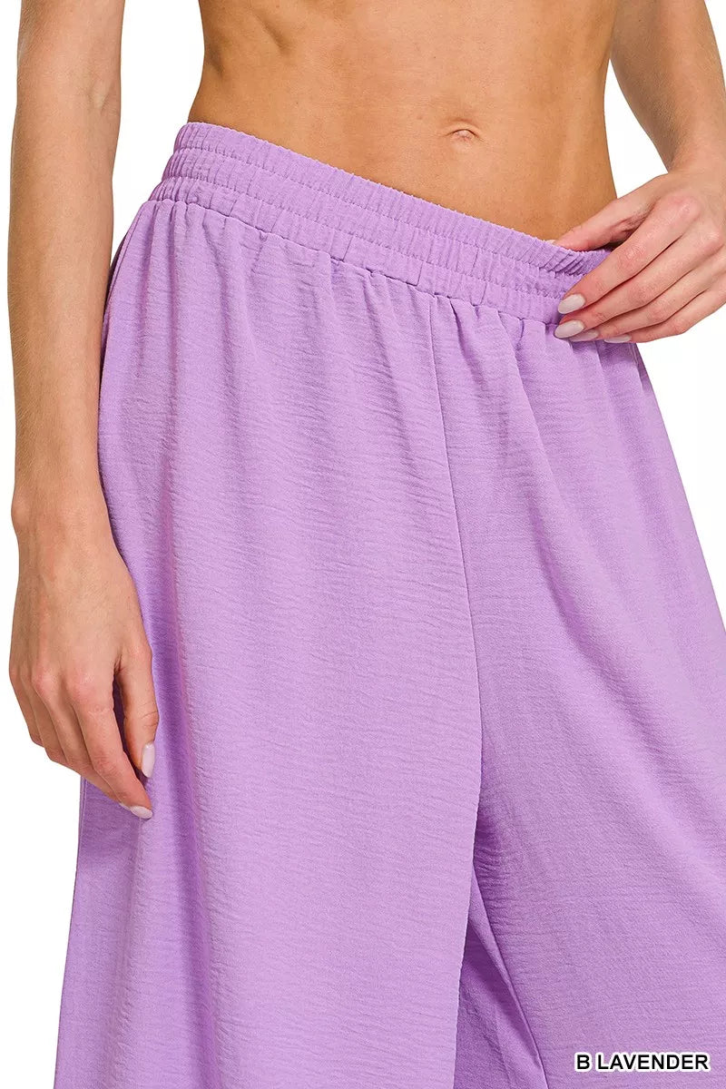 ZENANA Woven Airflow Twisted Top & Wide Leg Pants Set on Simply Obsessed