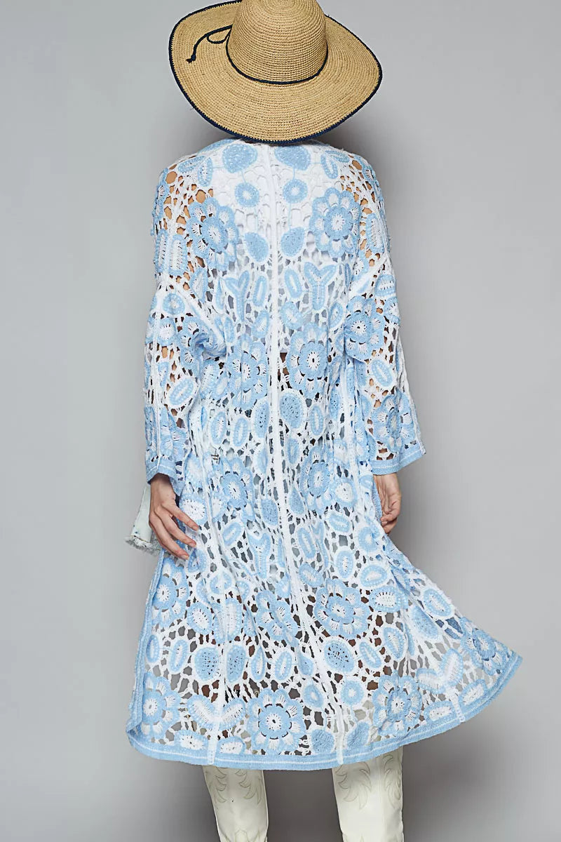 POL Open Front Crochet Cardigan with Knit Weave Patterns on Simply Obsessed