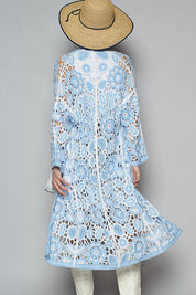 POL Open Front Crochet Cardigan with Knit Weave Patterns on Simply Obsessed