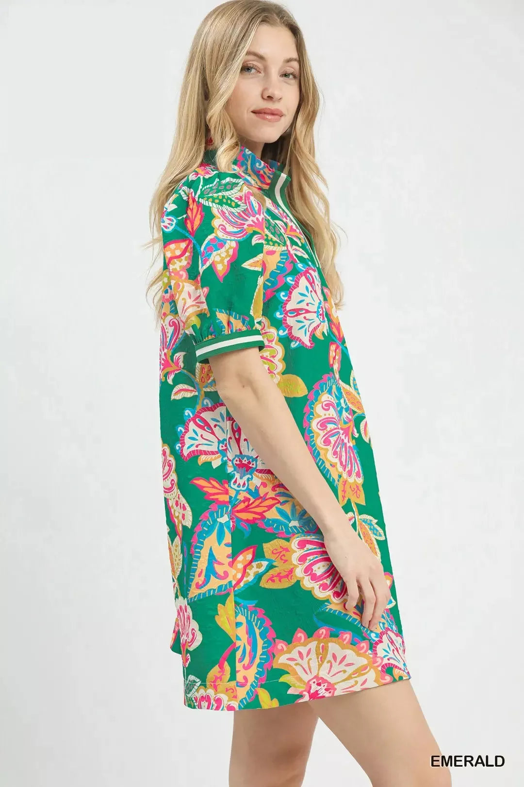 UMGEE Jacquard Paisley Print Puff Sleeve Tunic Dress **DEBUT SALE** on Simply Obsessed