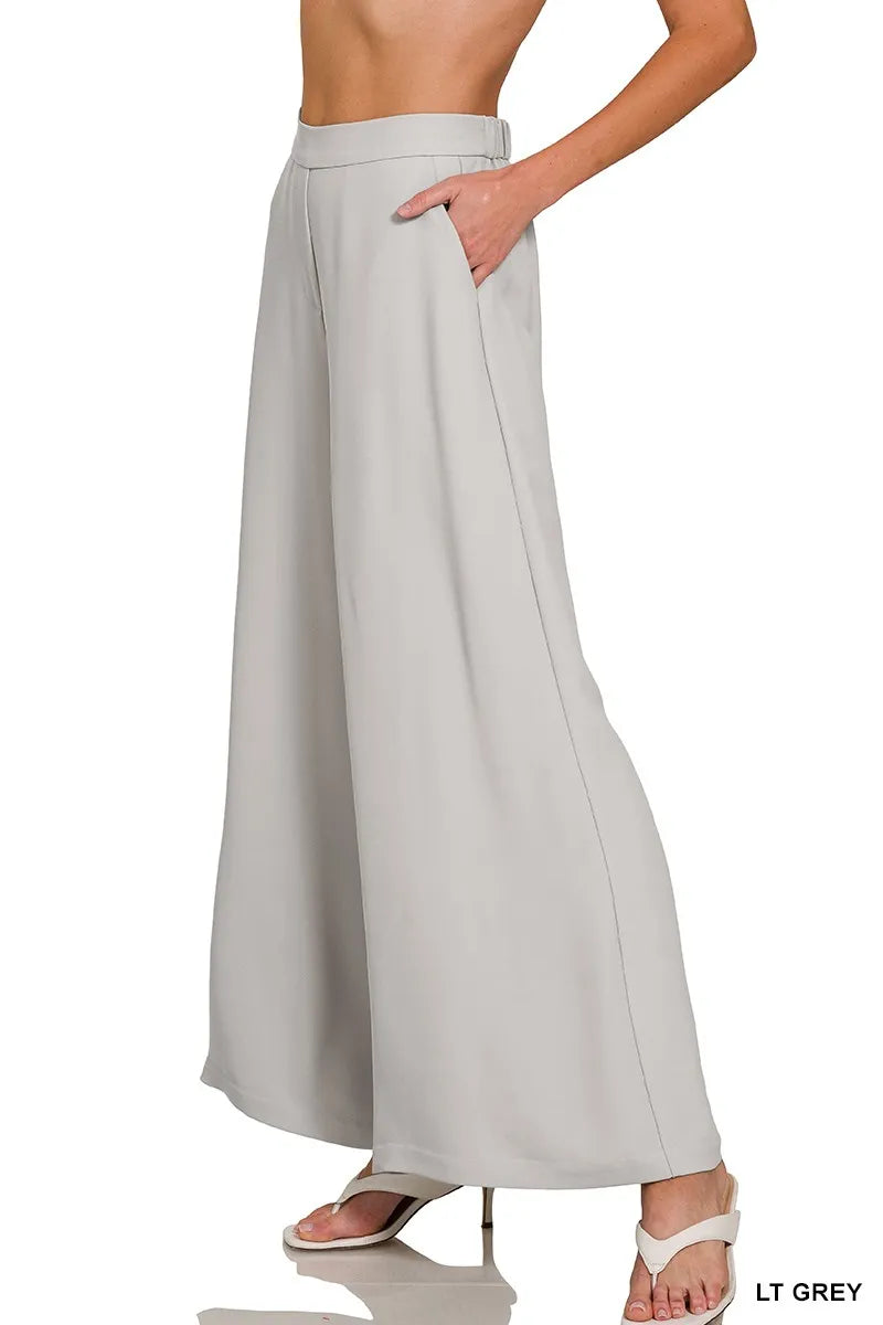 Zenana Relaxed Fit Elastic Waisted Wide Leg Pants on Simply Obsessed