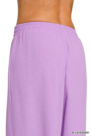 ZENANA Woven Airflow Twisted Top & Wide Leg Pants Set on Simply Obsessed