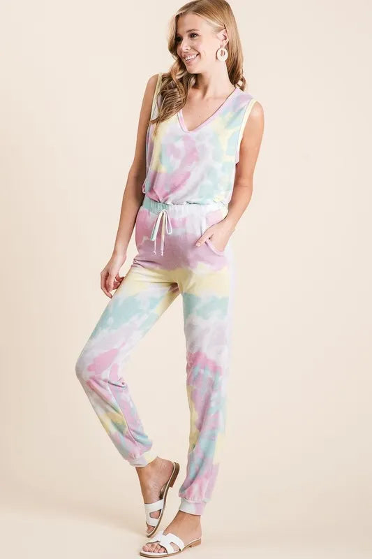 BiBi Tie Dye French Terry Casual Pants on Simply Obsessed