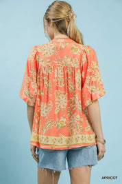 UMGEE Apricot Floral Boho Blouse **DEBUT SALE** on Simply Obsessed
