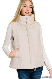 Zenana High Neck Zip-Up Vest Coat on Simply Obsessed
