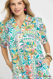 Umgee Folk Print Midi Dress with Side Pockets on Simply Obsessed
