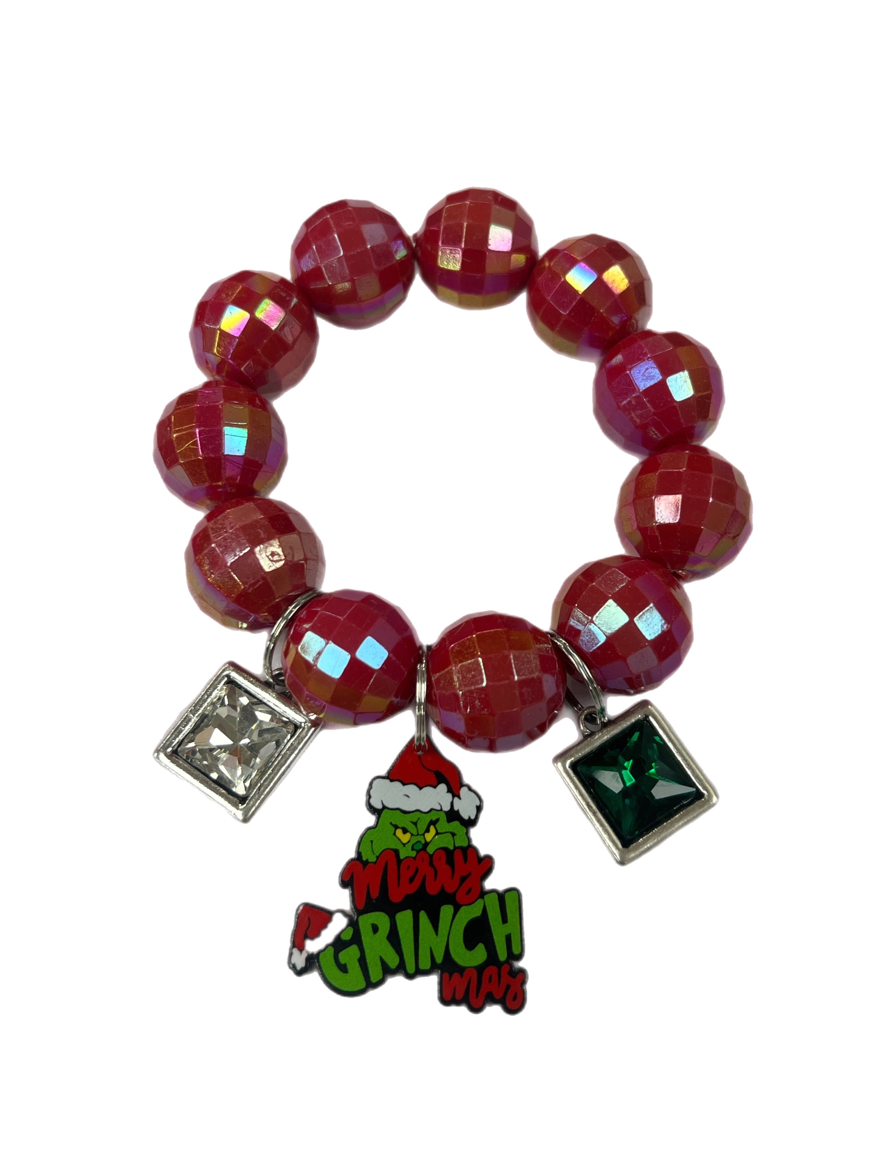ATG Merry Grinchmas Red Triple Charm Stretch Bracelet