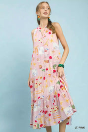 UMGEE Abstract Print Tiered Halter Midi Dress on Simply Obsessed