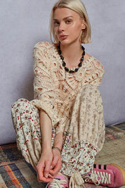 POL Round Neck Weave Knit Pattern Cropped Cover Up on Simply Obsessed