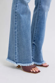 Judy Blue Full Size Raw Hem High Rise Bootcut Jeans on Simply Obsessed