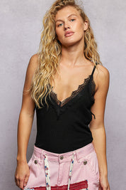 POL Lace Detail V-Neck Ribbed Cami on Simply Obsessed