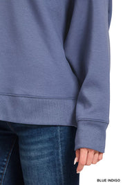 ZENANA Scuba Collared Pullover & Center Seam Pants Set on Simply Obsessed