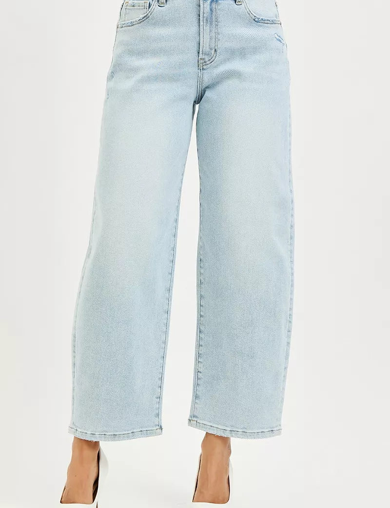 RISEN High Rise Crop Barrel Jeans on Simply Obsessed