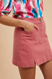 Annie Wear Comfort Stretch Cotton Slit Detailed Mini Skirt on Simply Obsessed