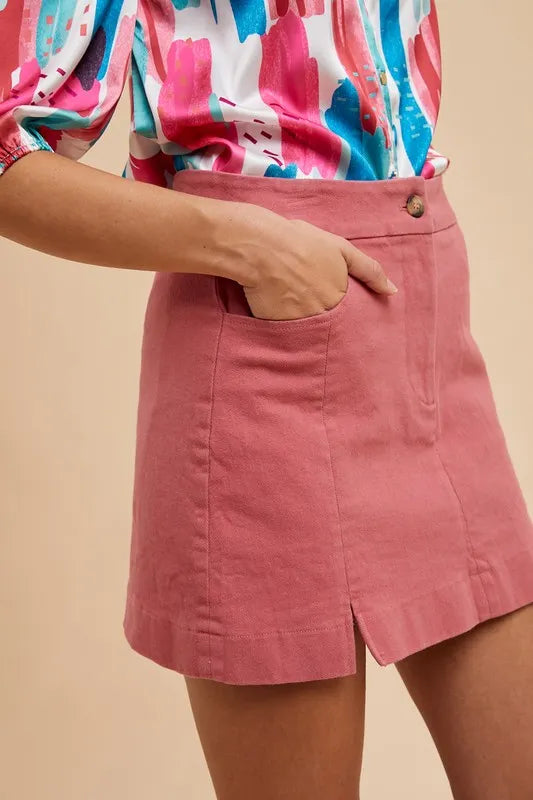 Annie Wear Comfort Stretch Cotton Slit Detailed Mini Skirt on Simply Obsessed