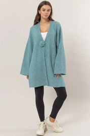 HYFVE Front Rosette Longline Slit Sweater Cardigan **FALL DEBUT SALE** on Simply Obsessed