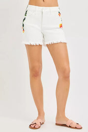 RISEN Tummy Control High Rise Flower Printed Shorts on Simply Obsessed