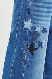 RISEN Elastic Band Slouchy Cropped Barrel with Star Patch on Simply Obsessed