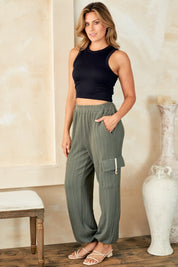 HAILEY & CO Textured Rib Cargo Pants on Simply Obsessed