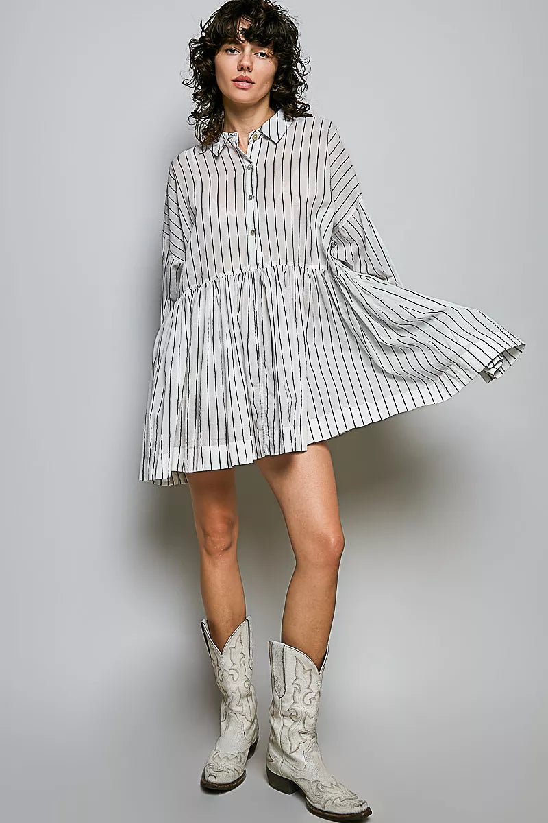 POL Striped Relaxed Fit Shirt Dress on Simply Obsessed