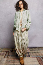 POL Embroidery Button Down Long Sleeve Shirt on Simply Obsessed