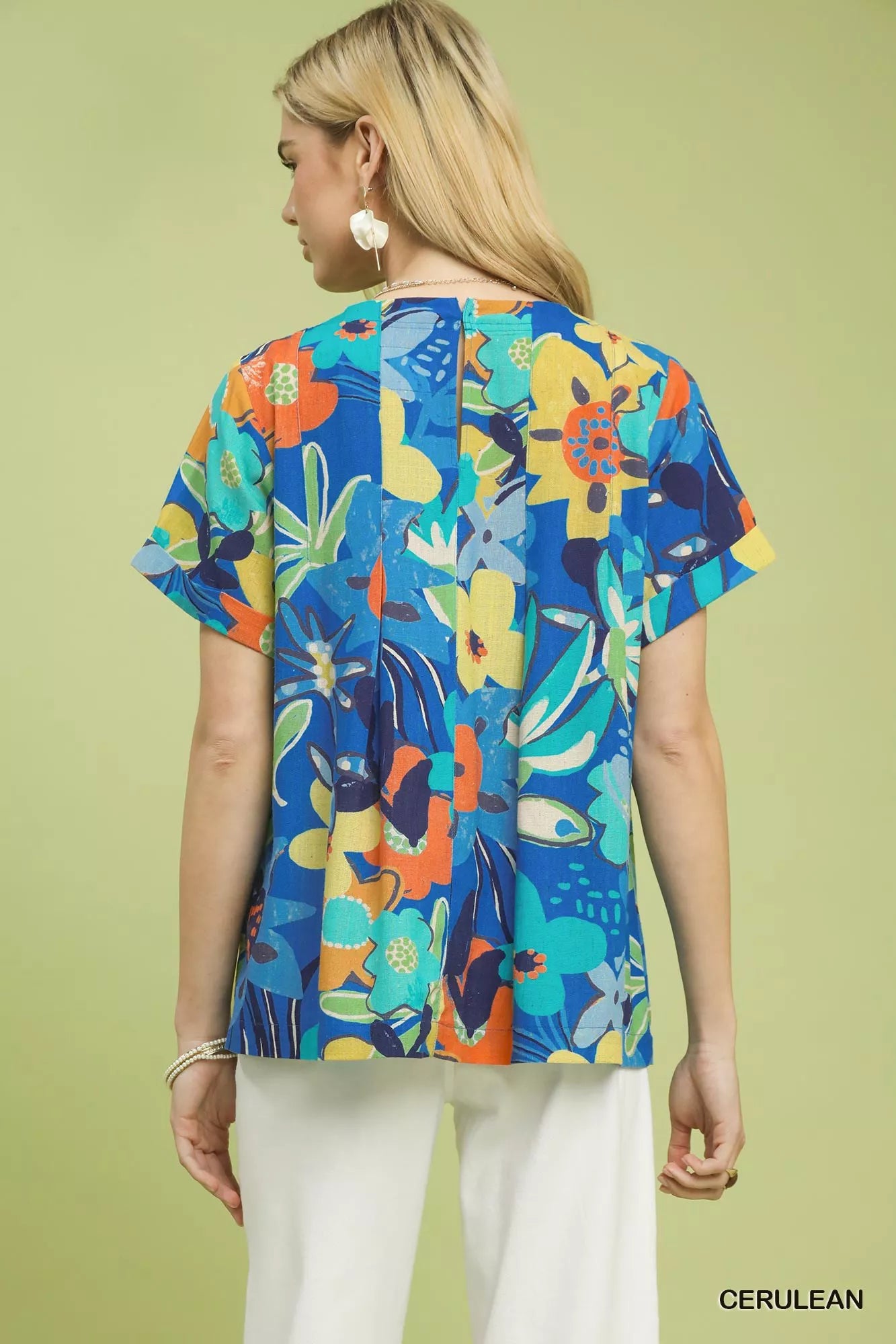 UMGEE Abstract Floral Pleated Blouse on Simply Obsessed