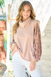HAILEY & CO Leopard Sleeve Color Block Knit Top on Simply Obsessed