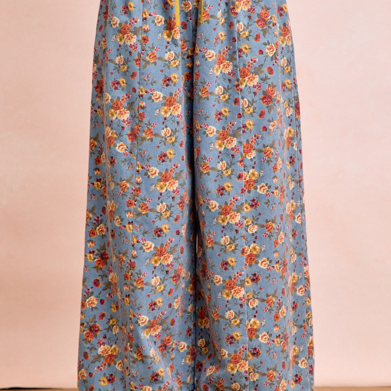 BIBI Floral Printed Drawstring Wide Pants on Simply Obsessed
