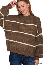 ZENANA Oversize Striped Sweater on Simply Obsessed