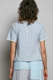 POL Floral V-Neck Short Sleeve Rib T-Shirt on Simply Obsessed
