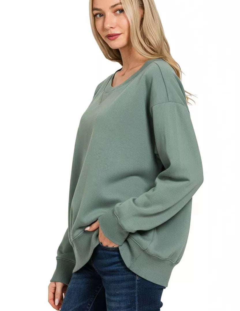 Zenana Fleece Boat Neck Sweatshirt on Simply Obsessed