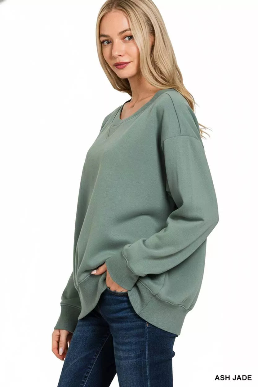Zenana Fleece Boat Neck Sweatshirt on Simply Obsessed
