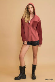 Umgee Washed French Terry Shacket on Simply Obsessed