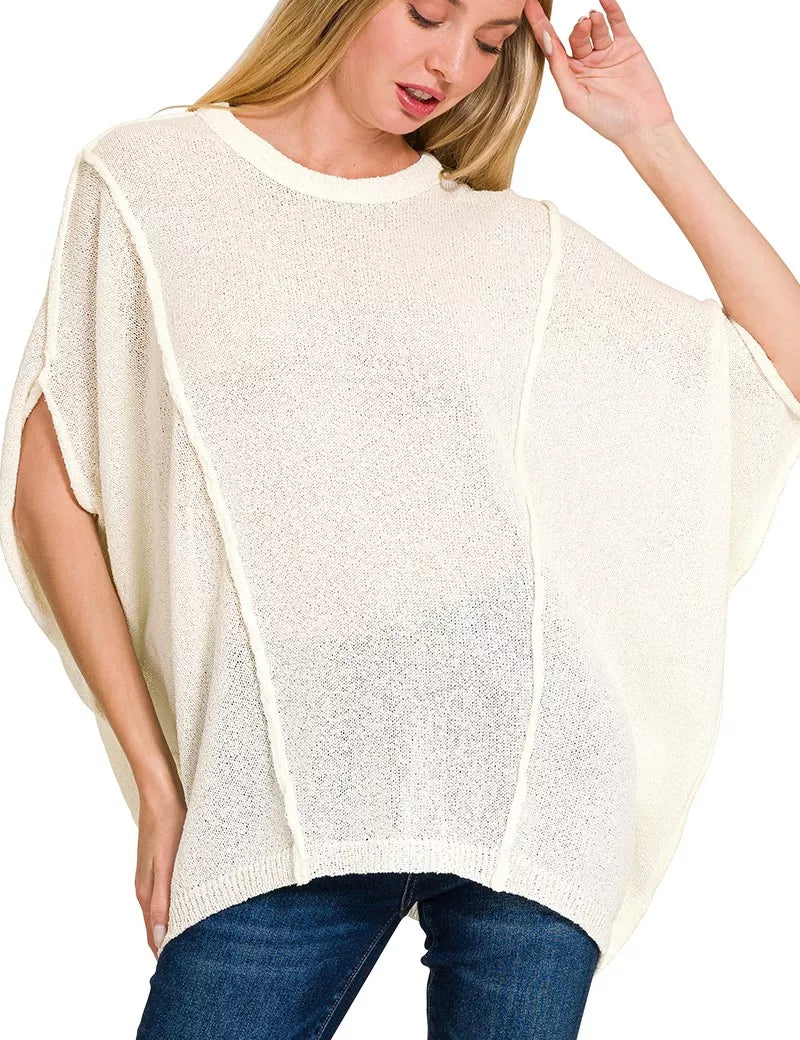Zenana Drop Shoulder Short Sleeve Knit Top on Simply Obsessed