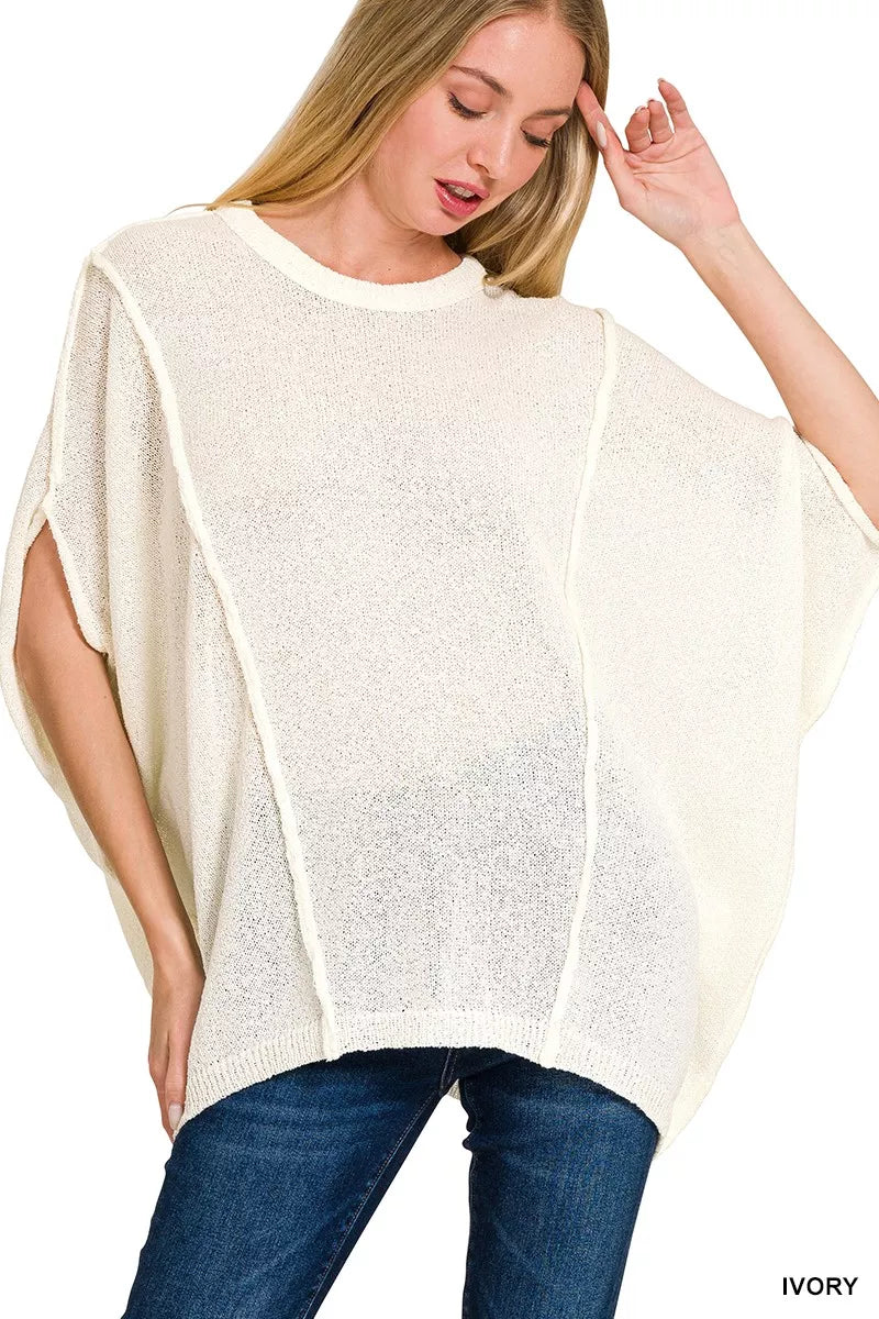 Zenana Drop Shoulder Short Sleeve Knit Top on Simply Obsessed